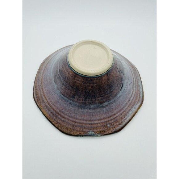 11” Bill Campbell Studio Art Pottery Spiral Swirl Bowl Hand Thrown Drip Glaze - Picture 5 of 6